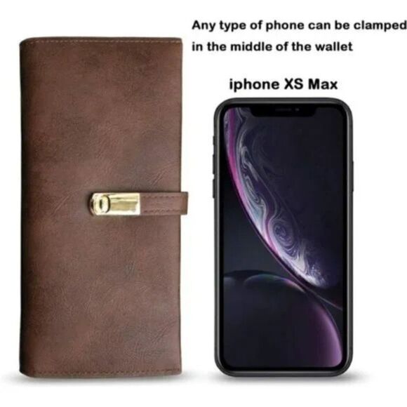 New Wallet Billfold Skinny RFID for Women Leather, Brown - Picture 7 of 8